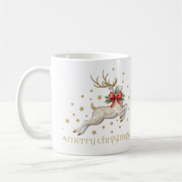 Caneca De Café Gold White Christmas Reindeer