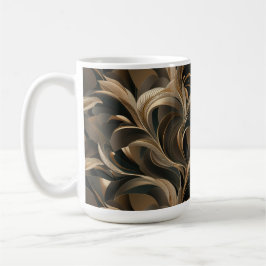 Caneca De Café Golden Botanical Flow Elegant  