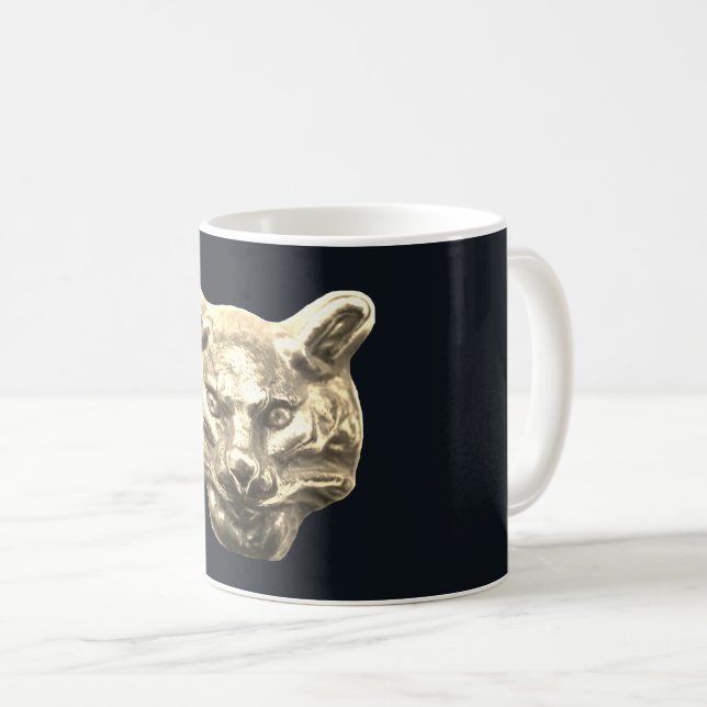 Caneca De Café Golden Cat – Vergoldete Katze Goldener Kater (Frente Esquerda)