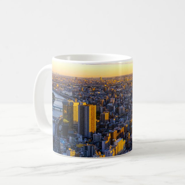 Caneca De Café Golden City Horizon (Frente Esquerda)