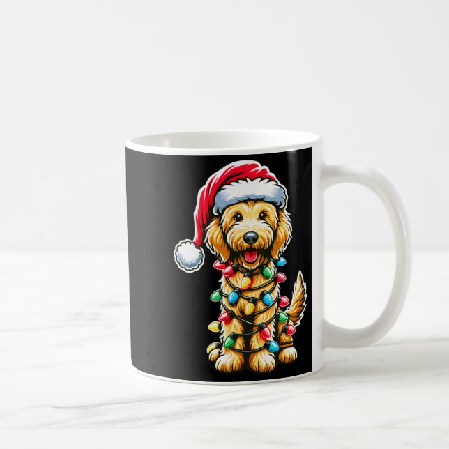 Caneca De Café Golden Doodle Christmas Tree Xmas Dog Pajamas Gold (Direita)