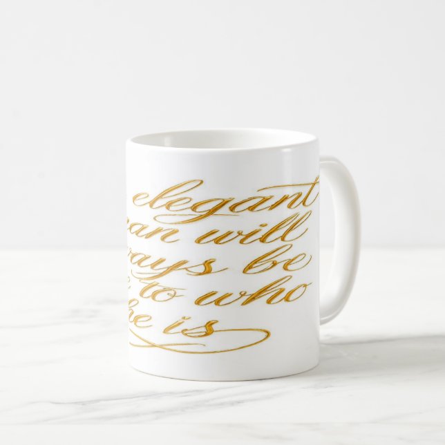 Caneca De Café Golden Elegance Morning Mug: Motivational Quote   (Frente Esquerda)