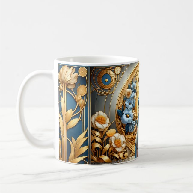 Caneca De Café Golden Goddess in Art Nouveau Bloom (Esquerda)