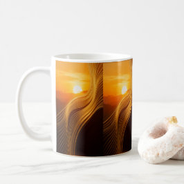 Caneca De Café Golden Horizon — Abstract Modern Coffee Mug