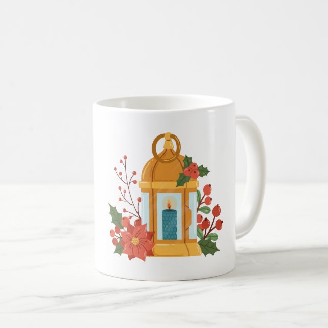 Caneca De Café Golden Lantern Mug | Inspirational Quote Mug (Frente Esquerda)