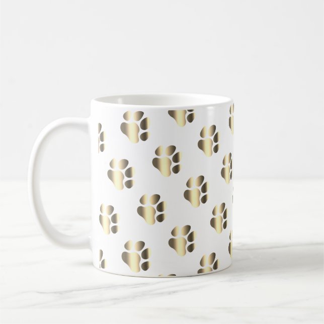 Caneca De Café Golden paws pattern dog inspired  (Esquerda)