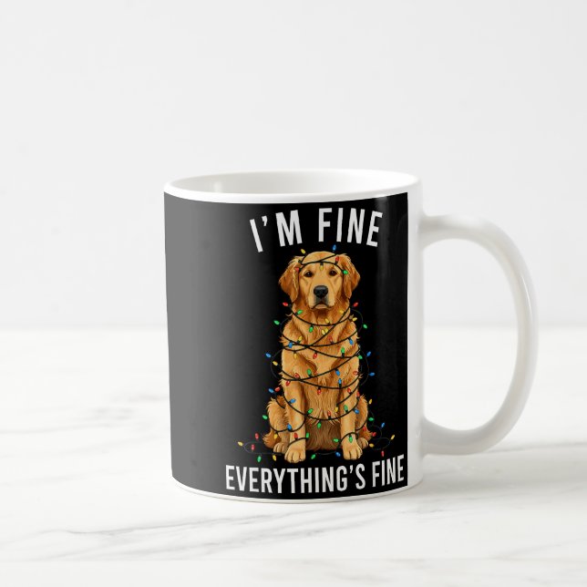 Caneca De Café Golden Retriever Christmas I'm Fine Everything Is  (Direita)