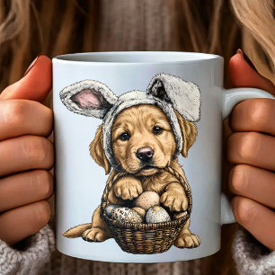 Caneca De Café Golden Retriever Coelho de Páscoa Cachorrinho