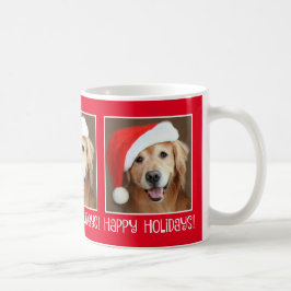 Caneca De Café Golden retriever com Natal do feriado do chapéu do