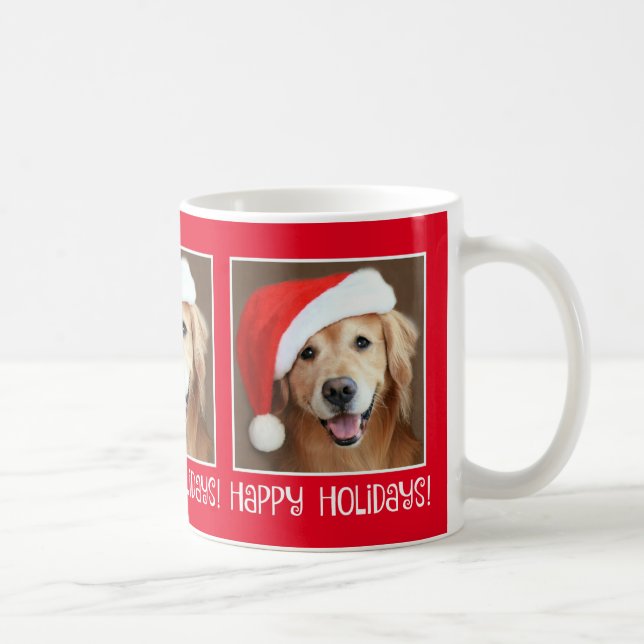 Caneca De Café Golden retriever com Natal do feriado do chapéu do (Direita)