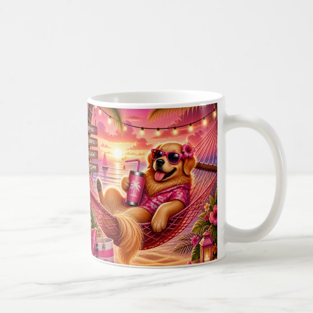 Caneca De Café Golden Retriever em uma Rede (Direita)