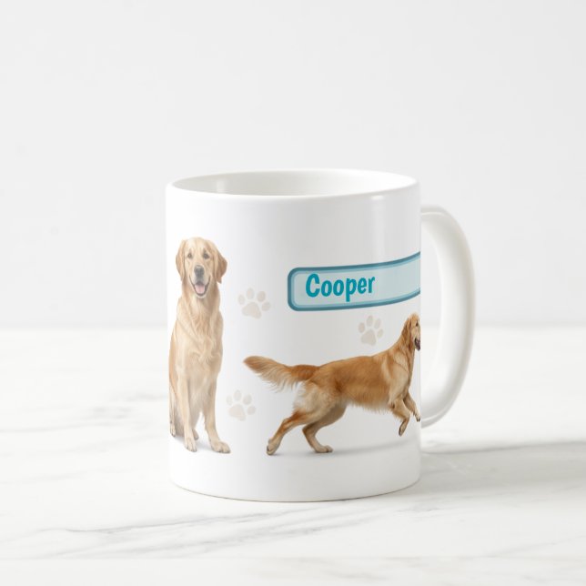 Caneca De Café Golden Retriever Full Wrap Mug Design (Frente Esquerda)