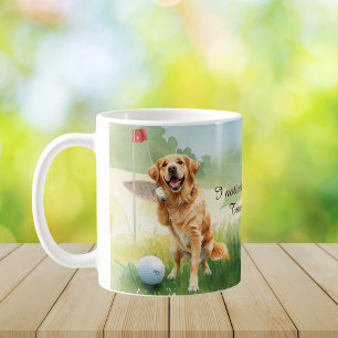 Caneca De Café Golden Retriever Golfe Aquarela 