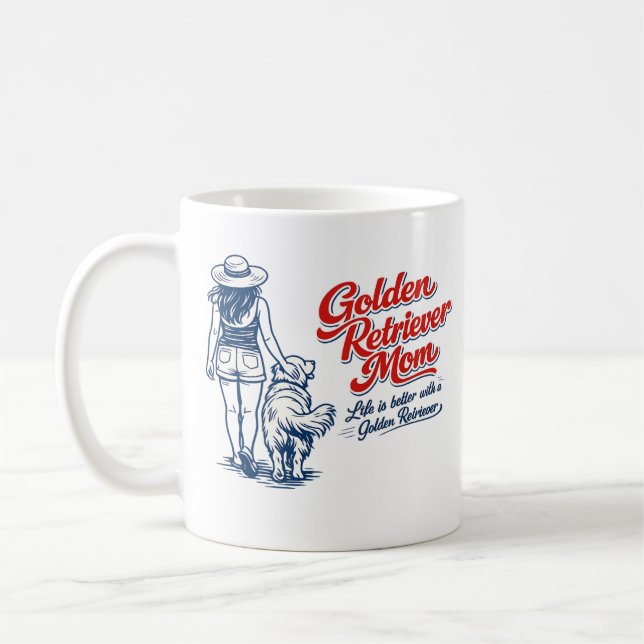 Caneca de café Golden Retriever Mãe  (Esquerda)