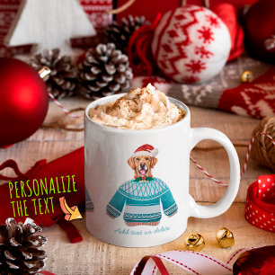 Caneca De Café Golden Retriever Vestindo Suéter Feio Amante de Ca