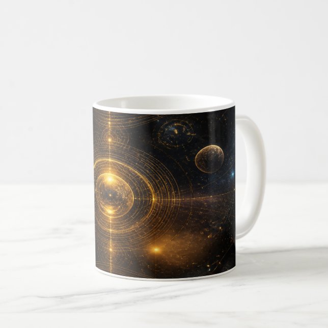 Caneca De Café Golden Sacred Geometry Space (Frente Esquerda)