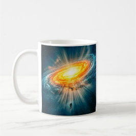 Caneca De Café Golden Spiral Galaxy Astronaut Sci-Fi Deep Space
