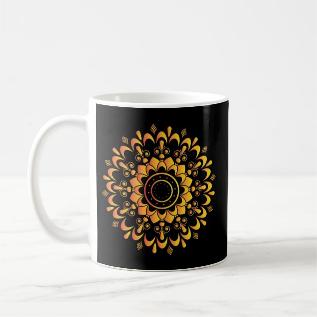 Caneca De Café Golden Unique Mandala Design-95747 (Esquerda)