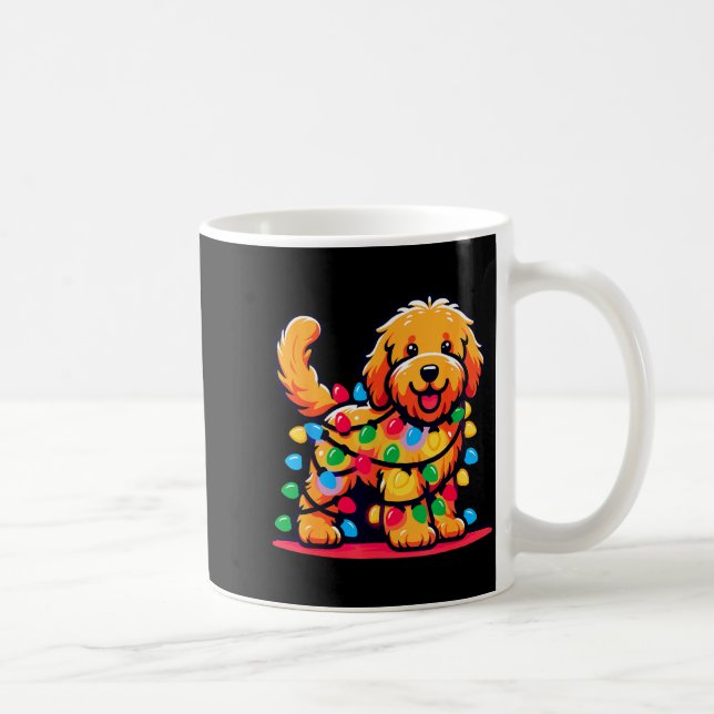 Caneca De Café Goldendoodle Christmas Tree Xmas Lights Golden Doo (Direita)