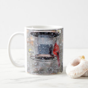 Caneca De Café Goldfinch e Cardeal no Alimentador