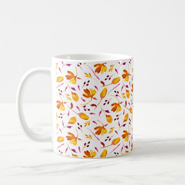 Caneca De Café Goldie - Pólvoras Douradas e magentas Poppies Wate (Esquerda)