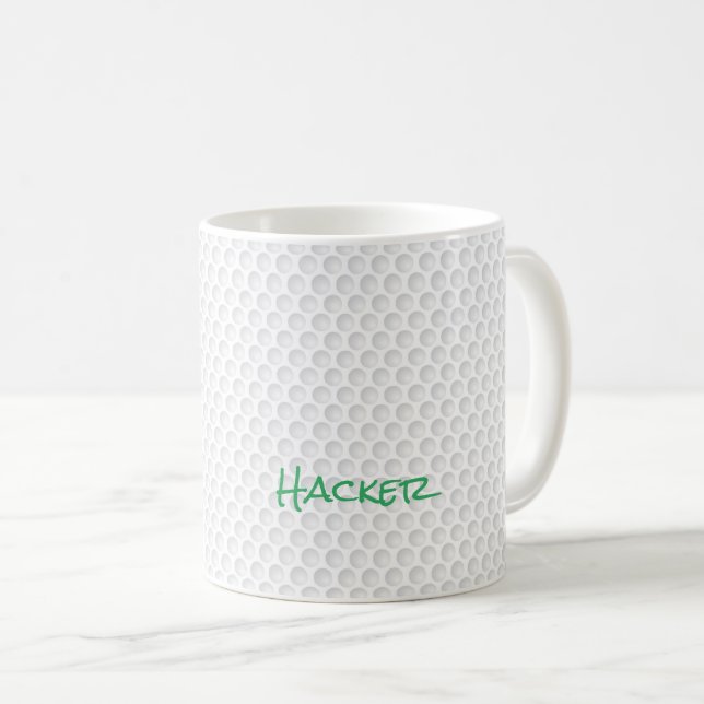 Caneca De Café Golf Ball Dimples NOME Golfe Hacker (Frente Esquerda)