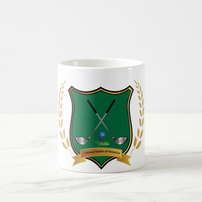 Caneca De Café GOLF Crest com Laurel Wreath e Golf Clubs (Centro)