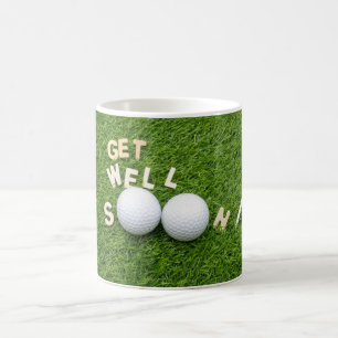 Caneca De Café Golf, fique bem logo com texto e bola em verde
