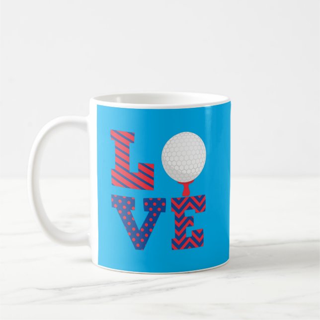 Caneca De Café Golf Love Word Art (Esquerda)
