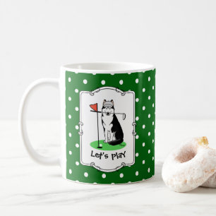 Caneca De Café Golf Siberian Husky (preto) Cachorro Brincando Eng