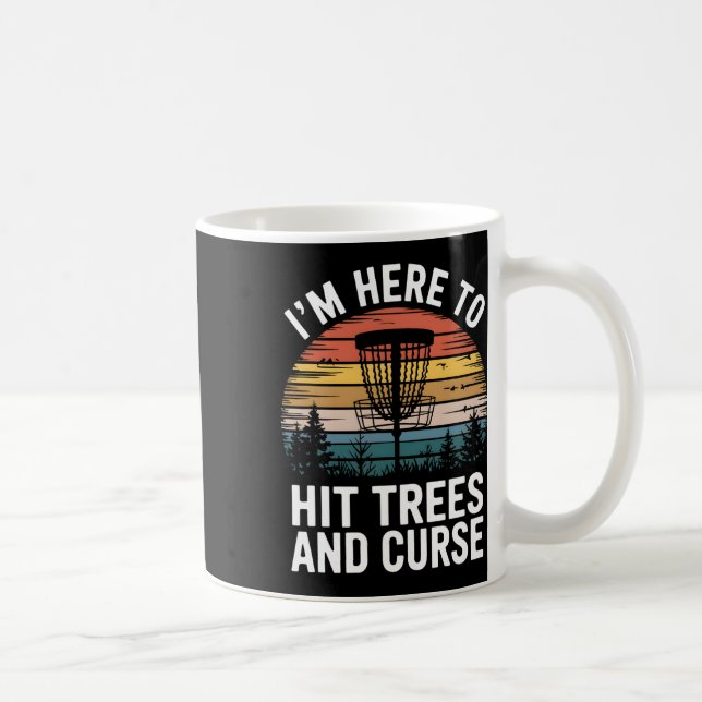 Caneca De Café Golfe de Disco Engraçado Bate Árvores e Xinga Retr (Direita)