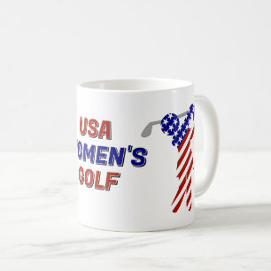 Caneca De Café Golfe Feminino Patriótico dos EUA