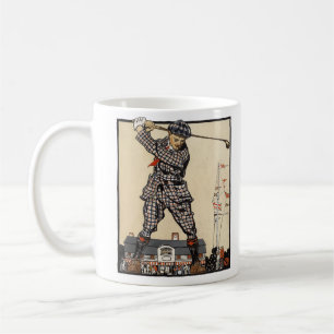 Caneca De Café Golfe Golfista Vintage Antigo Golfe