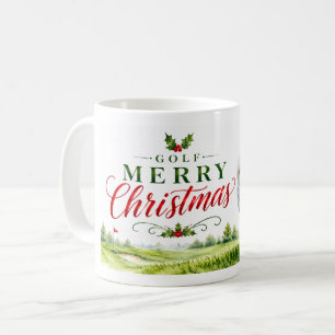Caneca De Café Golfe Natal tema com bola de golfe chapéu de Papai