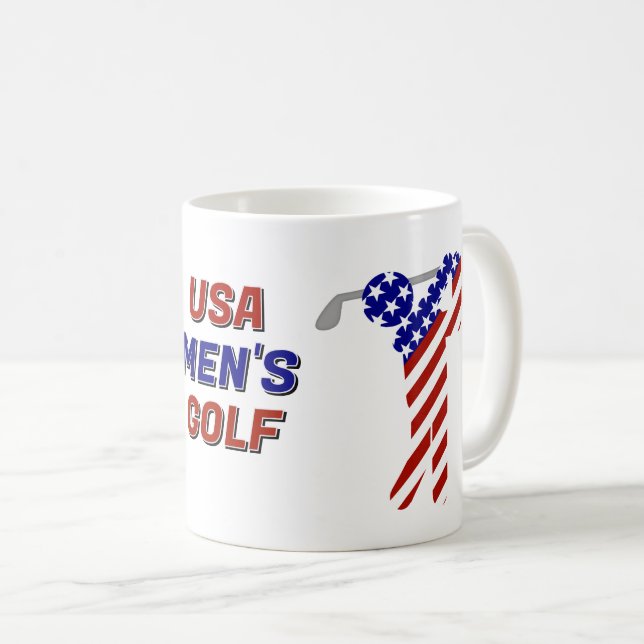 Caneca De Café Golfe Patriótico Masculino dos EUA (Frente Esquerda)