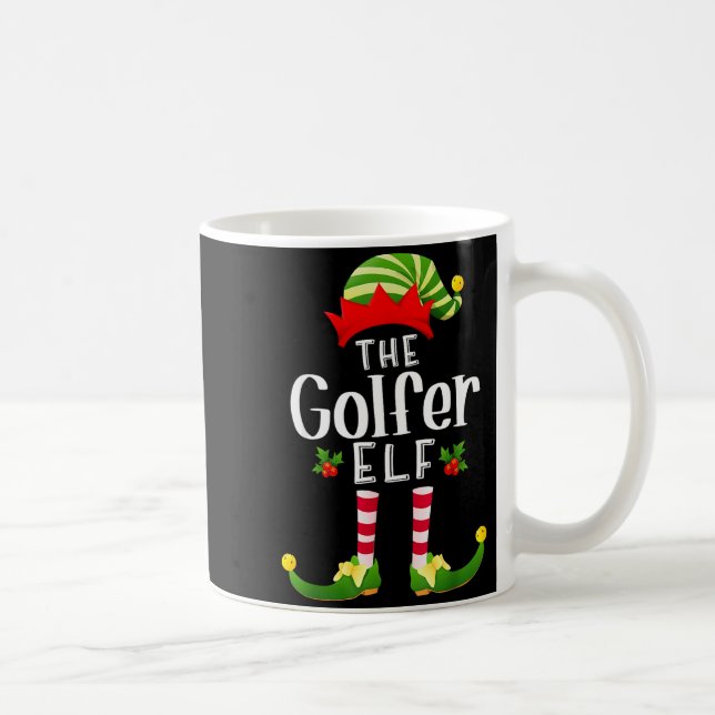 Caneca De Café Golfer Christmas Elf Matching Pajama X-mas Party  (Direita)
