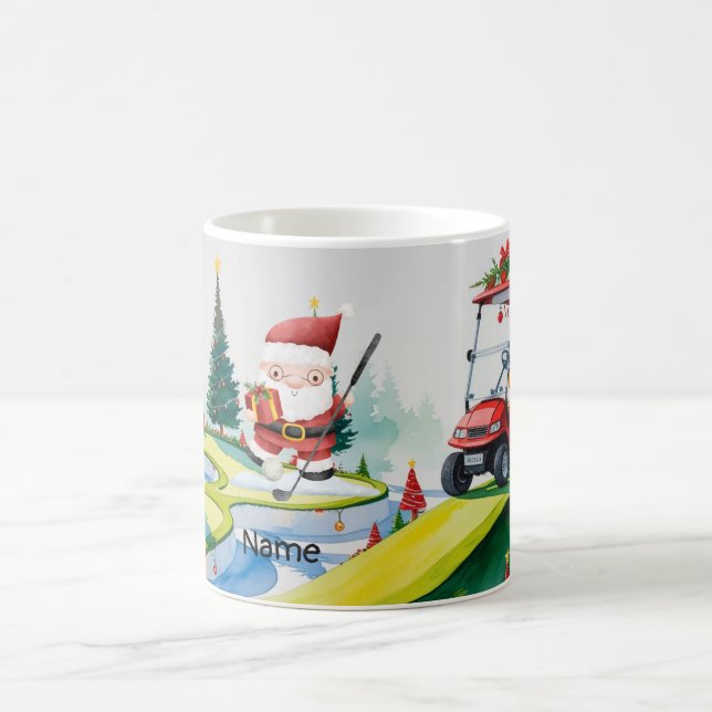 Caneca De Café Golfer Santa Claus no Natal (Centro)