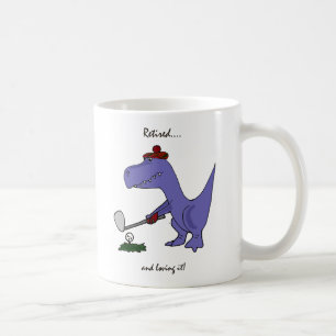 Caneca De Café Golfing aposentado engraçado do dinossauro de