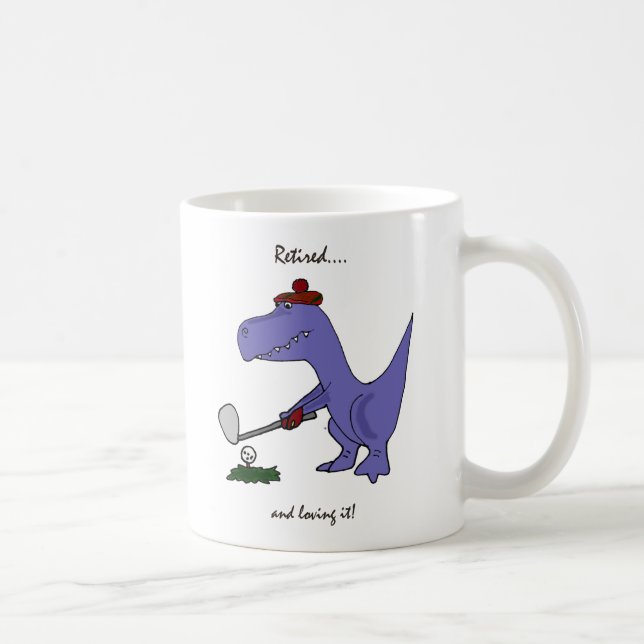 Caneca De Café Golfing aposentado engraçado do dinossauro de (Direita)