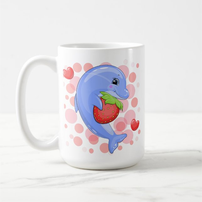 Caneca De Café Golfinho e morango de animação (Esquerda)