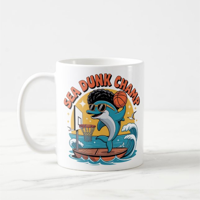 Caneca De Café Golfinho Engraçado Dunk Afro Basquete (Esquerda)