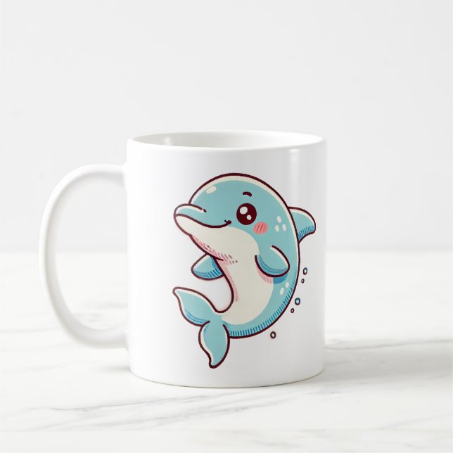 Caneca De Café Golfinho Gracioso com a Delícia do Oceano (Esquerda)