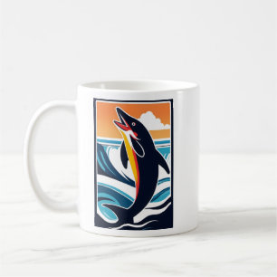 Caneca De Café Golfinho no Mar - Vida Marinha Majestosa