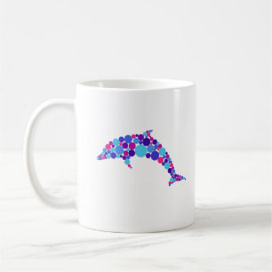 Caneca De Café Golfinho Pontilhado Abstrato Colorido Animal Marin