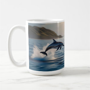 Caneca De Café Golfinho Saltante: Uma dança de alegria no oceano