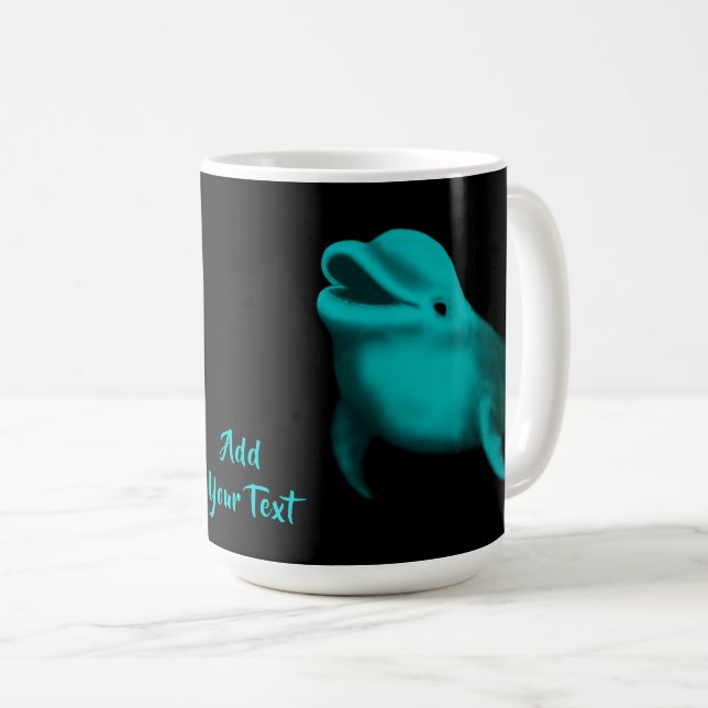 Caneca De Café Golfinho Sortudo - Adicione seu texto (Frente Esquerda)