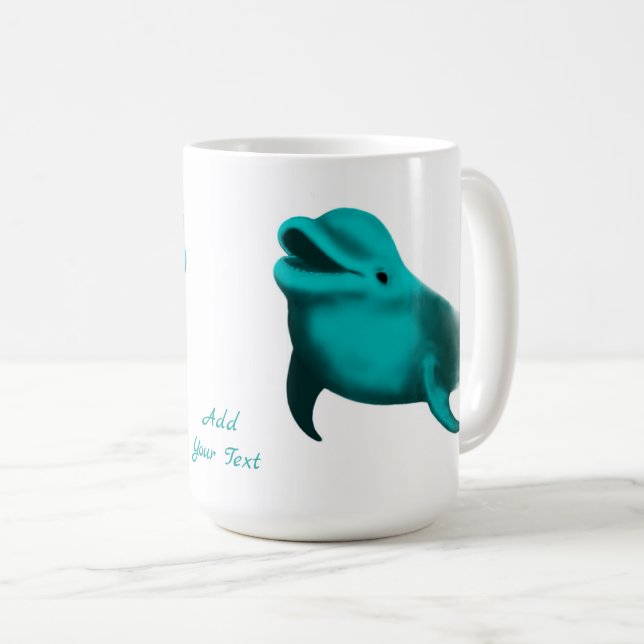 Caneca De Café Golfinho Sortudo - Adicione seu texto (Frente Esquerda)