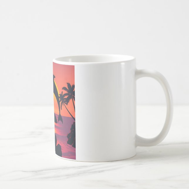 Caneca De Café Golfinho Sunset e Café Tropical de Praia Surfer Mu (Direita)