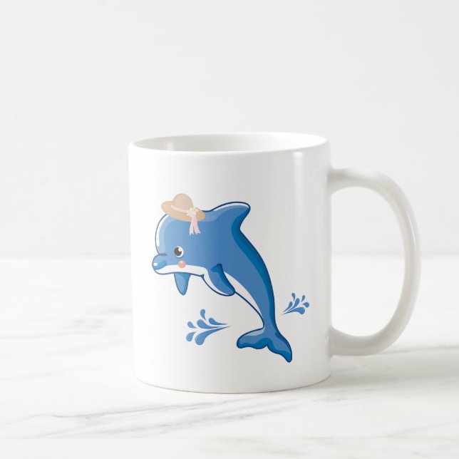 Caneca De Café Golfinho vestindo palha com água estilizada sp (Direita)