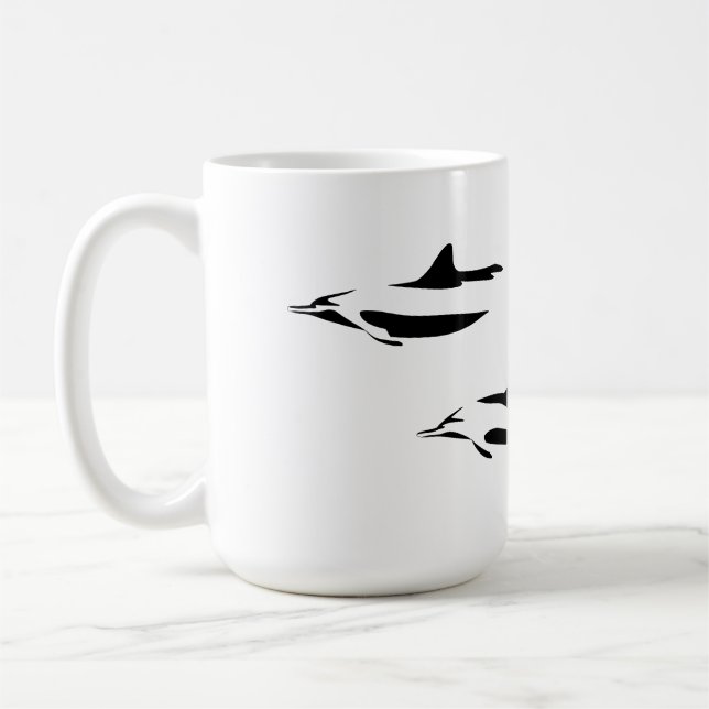 Caneca De Café Golfinhos De Gargalos (Coleção De Silhuetas Oceâni (Esquerda)